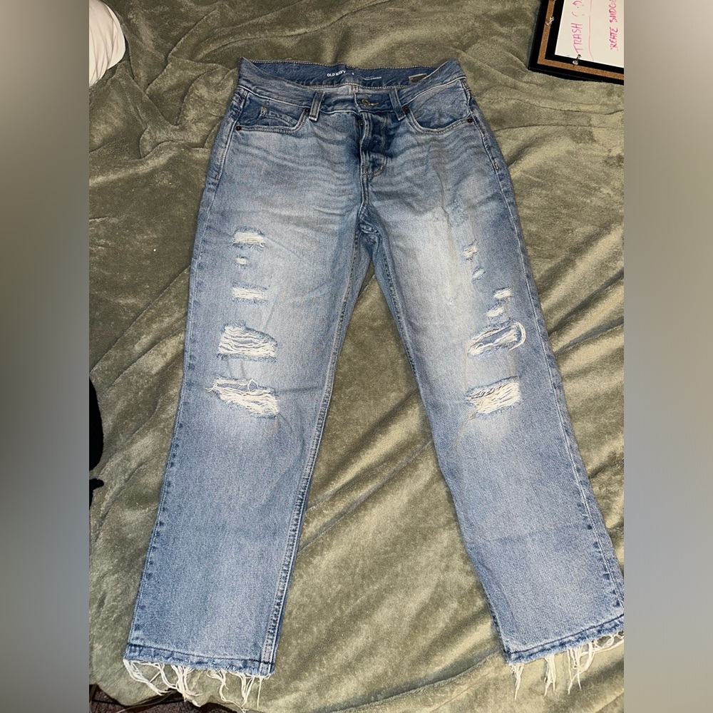 old navy ripped mom jeans size 0